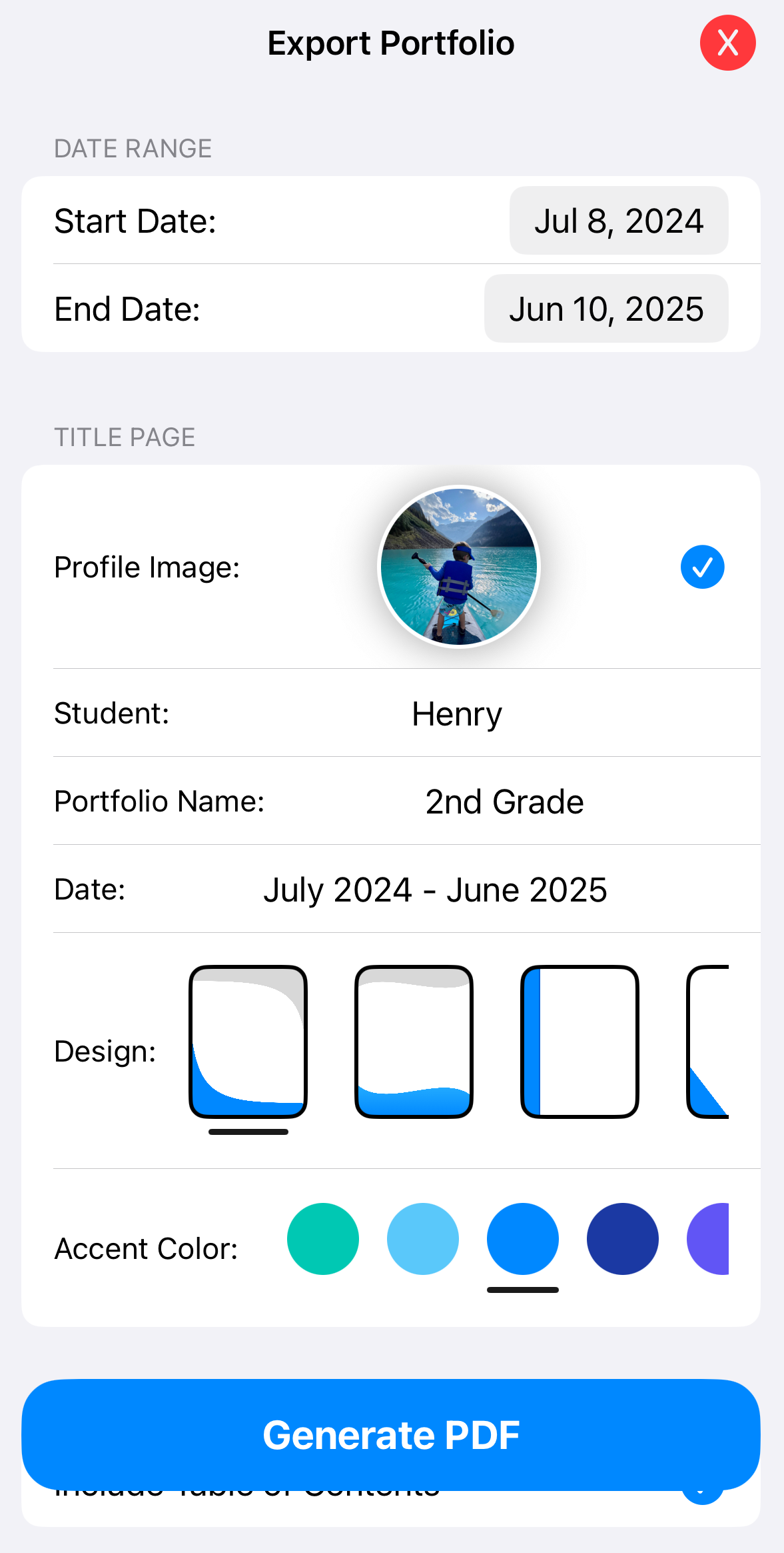 Export portfolio to PDF
