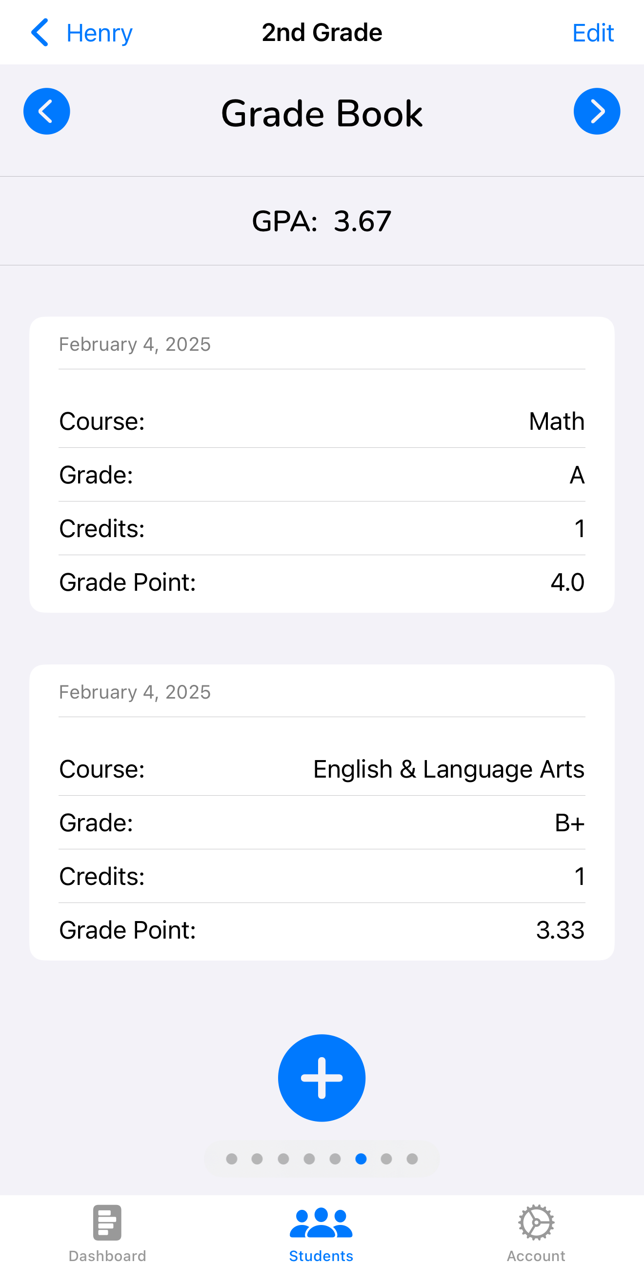 Grade book